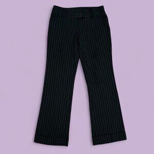 vintage 90s black blue pinstriped corporate goth alt grung low rise trouser